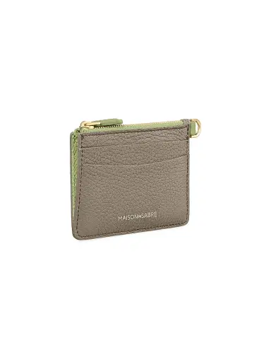 MAISON de SABRÉ Women's Leather Zipped Card Pouch - Cashmere Matcha | Thumbnail 2