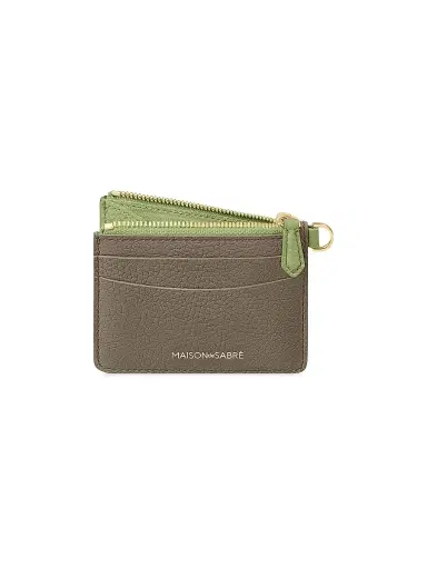 MAISON de SABRÉ Women's Leather Zipped Card Pouch - Cashmere Matcha | Thumbnail 3