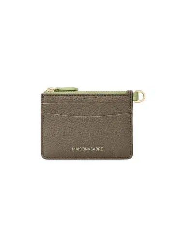 MAISON de SABRÉ Women's Leather Zipped Card Pouch - Cashmere Matcha | Thumbnail 1