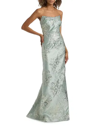 Rene Ruiz Collection Women's Brocade Strapless Column Gown | Thumbnail 2