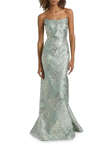 Rene Ruiz Collection Women's Brocade Strapless Column Gown | Thumbnail 3