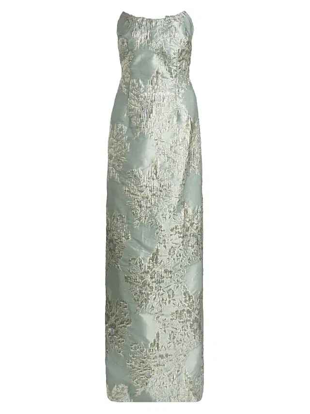 Rene Ruiz Collection Women's Brocade Strapless Column Gown - Mint