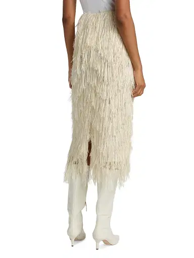 Co Women's Fringe Raffia Midi-Skirt - Pearl | Thumbnail 5