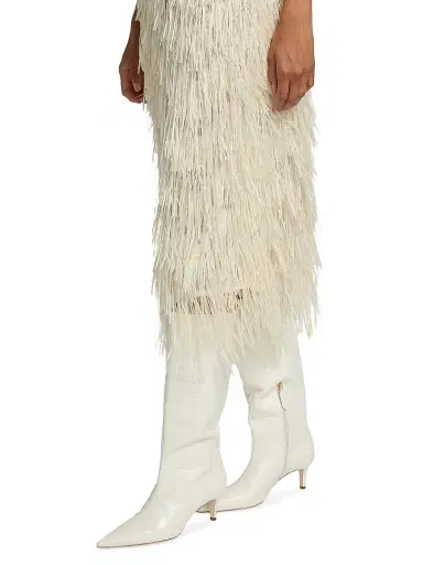 Co Women's Fringe Raffia Midi-Skirt - Pearl | Thumbnail 6
