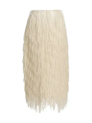 Co Women's Fringe Raffia Midi-Skirt - Pearl | Thumbnail 1