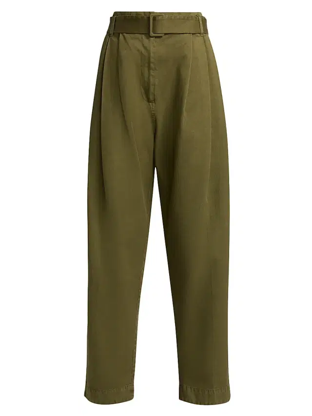 Women's Pleated Garment-Dyed tton Pants - Avocado