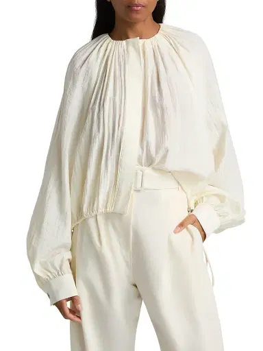 Co Women's Gathered Blouson Shirt - Milk | Thumbnail 3 Co Women's Gathered Blouson Shirt - Milk | Thumbnail 3