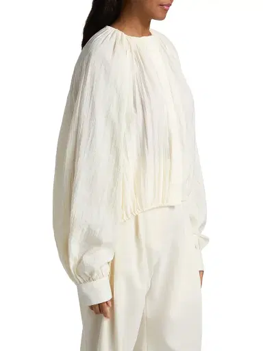 Co Women's Gathered Blouson Shirt - Milk | Thumbnail 4 Co Women's Gathered Blouson Shirt - Milk | Thumbnail 4