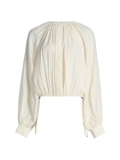 Co Women's Gathered Blouson Shirt - Milk | Thumbnail 1 Co Women's Gathered Blouson Shirt - Milk | Thumbnail 1