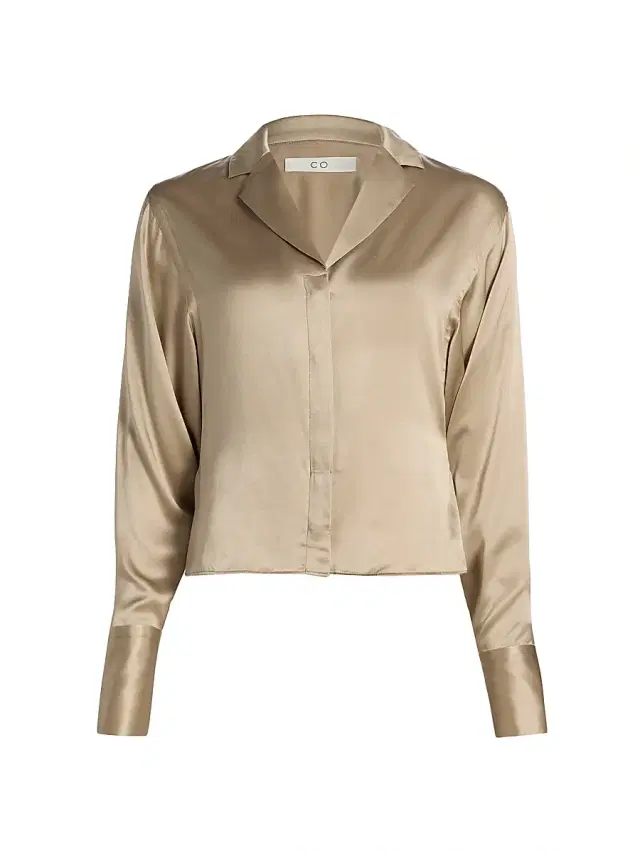 Co Women's Drop Armhole Silk Shirt - Sesame