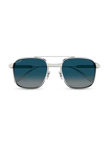 Cartier Men's Santos Light 54MM Square Sunglasses - Silver Blue | Thumbnail 2