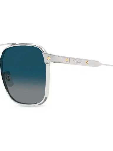Cartier Men's Santos Light 54MM Square Sunglasses - Silver Blue | Thumbnail 3