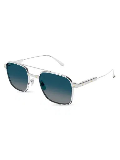 Cartier Men's Santos Light 54MM Square Sunglasses - Silver Blue | Thumbnail 1