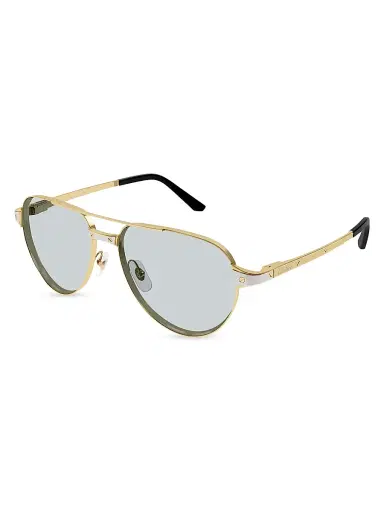 Cartier Men's Santos Evolution 59MM 24K-Gold-Plated & Platinum-Plated Metal Pilot Sunglasses - Gold Grey | Thumbnail 2 Cartier Men's Santos Evolution 59MM 24K-Gold-Plated & Platinum-Plated Metal Pilot Sunglasses - Gold Grey | Thumbnail 2