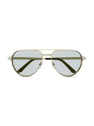 Cartier Men's Santos Evolution 59MM 24K-Gold-Plated & Platinum-Plated Metal Pilot Sunglasses - Gold Grey | Thumbnail 5 Cartier Men's Santos Evolution 59MM 24K-Gold-Plated & Platinum-Plated Metal Pilot Sunglasses - Gold Grey | Thumbnail 5