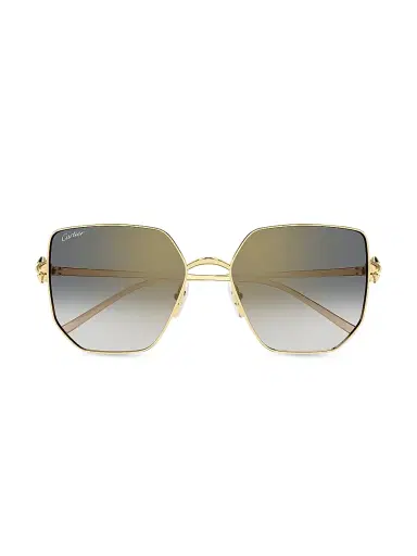 Cartier Women's Clash De 56MM 24K-Gold-Plated Geometric Sunglasses - Gold Grey | Thumbnail 2 Cartier Women's Clash De 56MM 24K-Gold-Plated Geometric Sunglasses - Gold Grey | Thumbnail 2