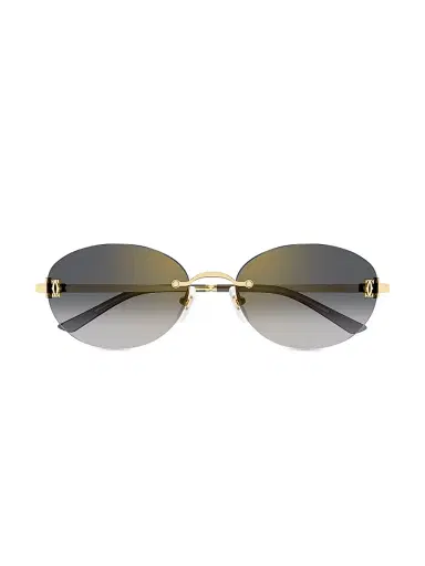 Cartier Women's Double C 54MM 24K-Gold-Plated Oval Sunglasses - Gold Grey | Thumbnail 2