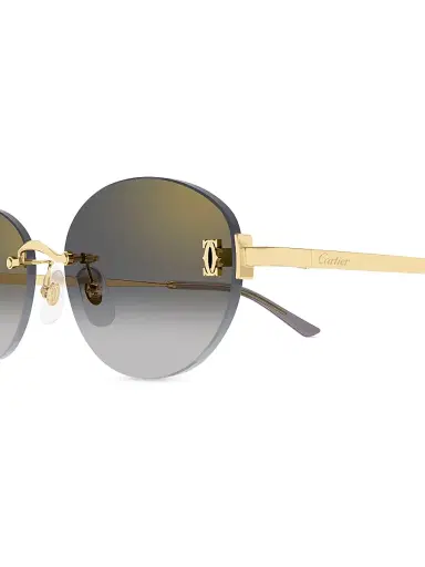 Cartier Women's Double C 54MM 24K-Gold-Plated Oval Sunglasses - Gold Grey | Thumbnail 3