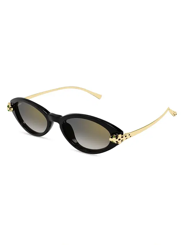 Cartier Women's Panthère Classic 52MM 24K-Gold-Plated Oval Sunglasses - Gold Black
