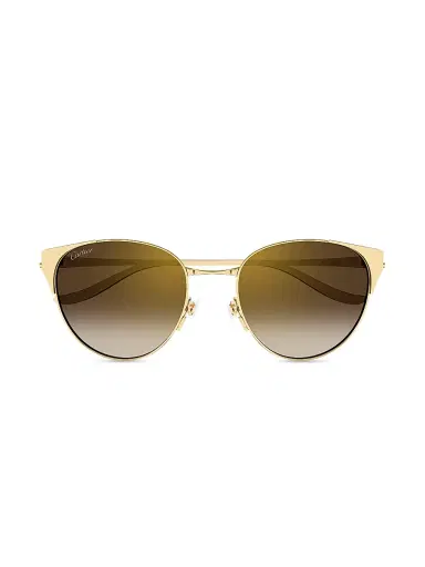 Cartier Women's Panthère Classic 53MM 24K-Gold-Plated Round Sunglasses - Gold Brown | Thumbnail 2