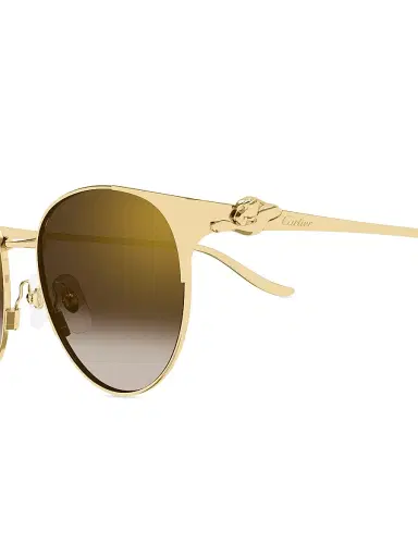 Cartier Women's Panthère Classic 53MM 24K-Gold-Plated Round Sunglasses - Gold Brown | Thumbnail 3