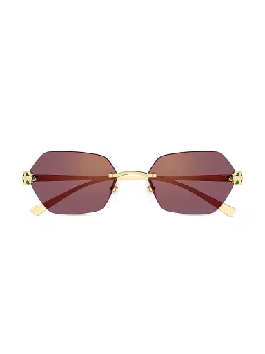 Cartier Women's Panthère Classic 55MM 24K-Gold-Plated Geometric Sunglasses - Gold Purple | Thumbnail 2