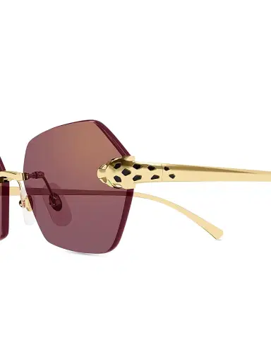 Cartier Women's Panthère Classic 55MM 24K-Gold-Plated Geometric Sunglasses - Gold Purple | Thumbnail 3