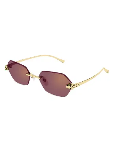 Cartier Women's Panthère Classic 55MM 24K-Gold-Plated Geometric Sunglasses - Gold Purple | Thumbnail 1