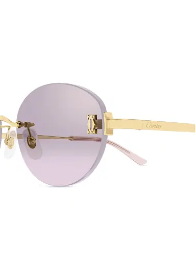 Cartier Women's Double C 54MM 24K-Gold-Plated Oval Sunglasses - Gold Lilac | Thumbnail 3 Cartier Women's Double C 54MM 24K-Gold-Plated Oval Sunglasses - Gold Lilac | Thumbnail 3