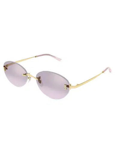 Cartier Women's Double C 54MM 24K-Gold-Plated Oval Sunglasses - Gold Lilac | Thumbnail 1 Cartier Women's Double C 54MM 24K-Gold-Plated Oval Sunglasses - Gold Lilac | Thumbnail 1