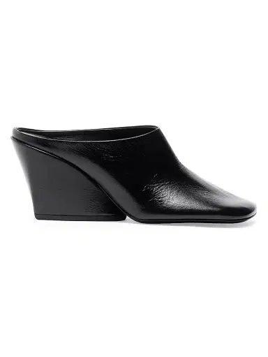 Proenza Schouler Women's Slant 70MM Leather Mules - Black | Thumbnail 1 Proenza Schouler Women's Slant 70MM Leather Mules - Black | Thumbnail 1