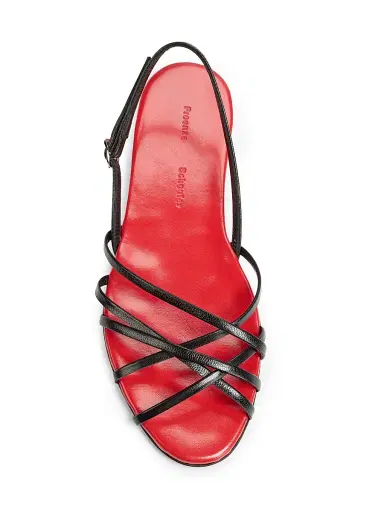 Proenza Schouler Women's Uma Leather Slingback Sandals - Black Red | Thumbnail 4 Proenza Schouler Women's Uma Leather Slingback Sandals - Black Red | Thumbnail 4