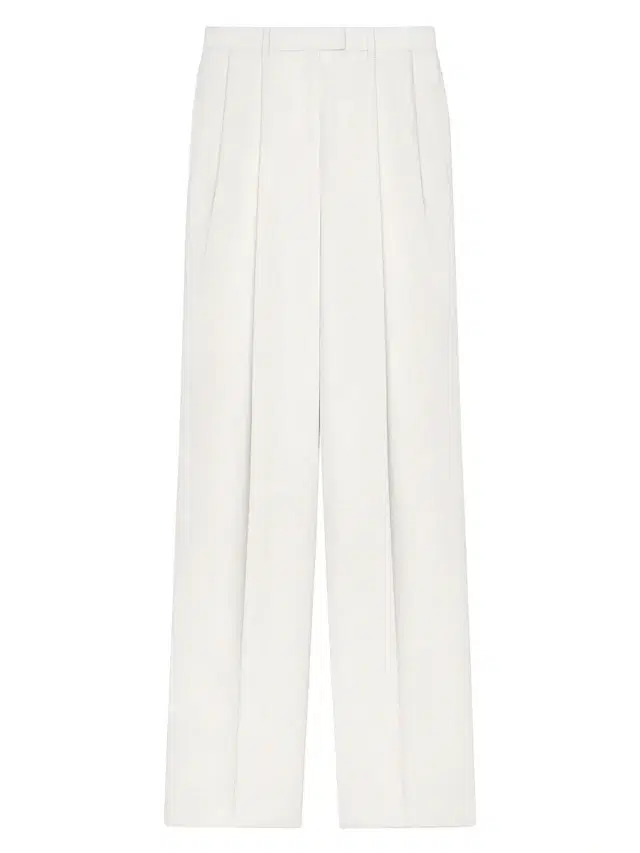 Women's Double Pleat Pants in Wool and Mohair - White