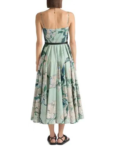 Givenchy Women's Sliced Long Dress in Poplin with Roses Print - Mint Green - Size 6 | Thumbnail 3