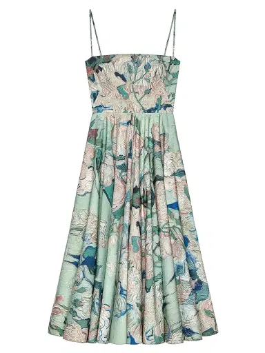 Givenchy Women's Sliced Long Dress in Poplin with Roses Print - Mint Green - Size 6 | Thumbnail 1