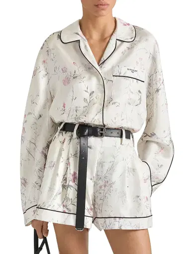 Givenchy Women's Pyjama Shirt in Silk with Floral Print - White - Size 12 | Thumbnail 3 Givenchy Women's Pyjama Shirt in Silk with Floral Print - White - Size 12 | Thumbnail 3