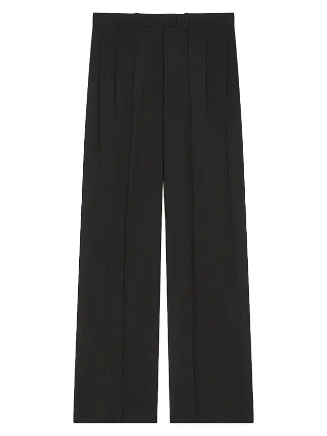 Women's Double Pleat Pants in Wool and Mohair - Black