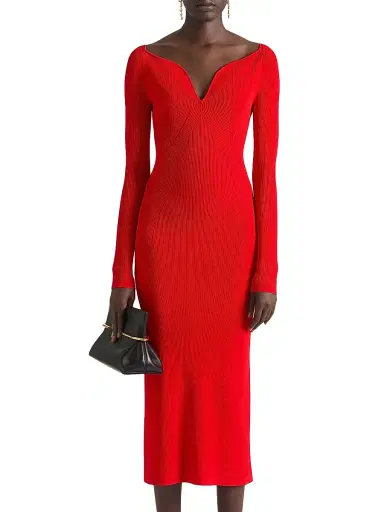Givenchy Women's Kickback Midi Dress in Ribbed Knit - Poppy Red - Size XS | Thumbnail 2 Givenchy Women's Kickback Midi Dress in Ribbed Knit - Poppy Red - Size XS | Thumbnail 2