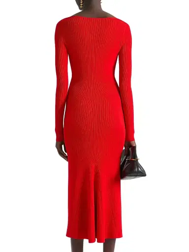Givenchy Women's Kickback Midi Dress in Ribbed Knit - Poppy Red - Size XS | Thumbnail 3 Givenchy Women's Kickback Midi Dress in Ribbed Knit - Poppy Red - Size XS | Thumbnail 3