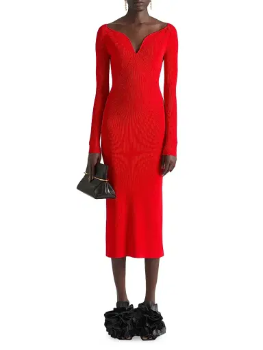 Givenchy Women's Kickback Midi Dress in Ribbed Knit - Poppy Red - Size XS | Thumbnail 4 Givenchy Women's Kickback Midi Dress in Ribbed Knit - Poppy Red - Size XS | Thumbnail 4