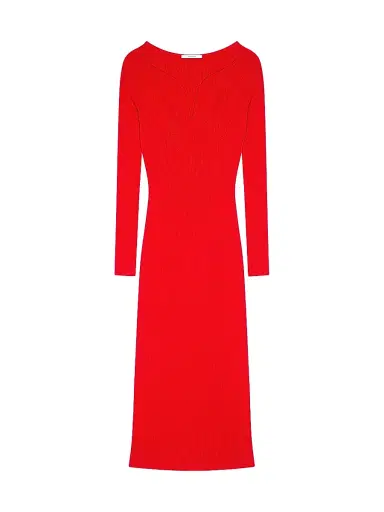 Givenchy Women's Kickback Midi Dress in Ribbed Knit - Poppy Red - Size XS | Thumbnail 1 Givenchy Women's Kickback Midi Dress in Ribbed Knit - Poppy Red - Size XS | Thumbnail 1
