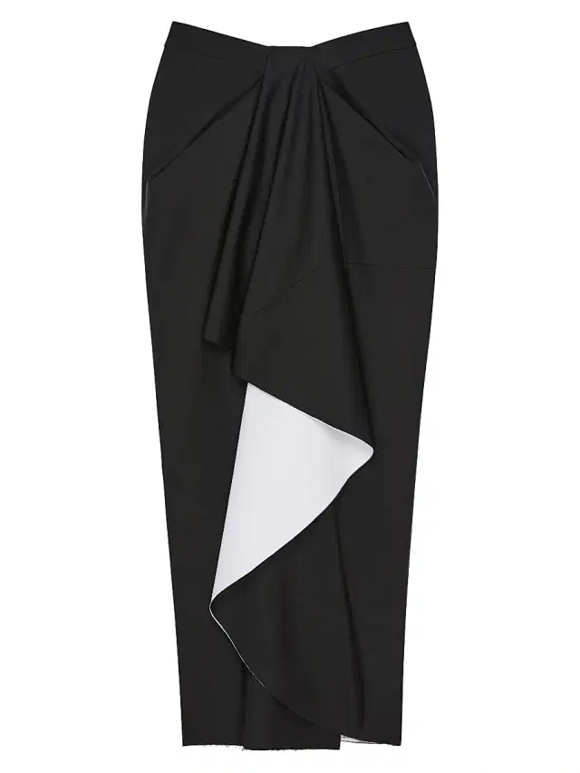 Women's Wrapped Midi Skirt in Bonded Wool and Mohair - Black
