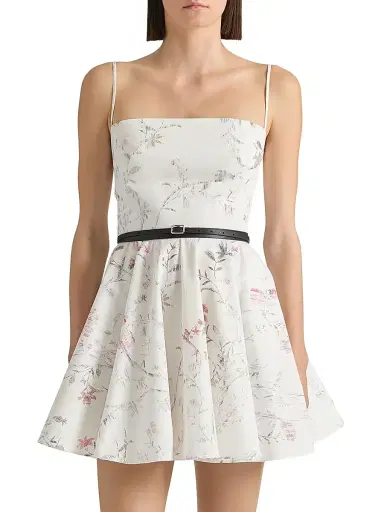 Givenchy Women's Sliced Mini Dress in Poplin with Floral Print - White - Size 12 | Thumbnail 2