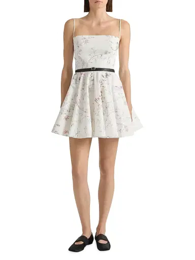 Givenchy Women's Sliced Mini Dress in Poplin with Floral Print - White - Size 12 | Thumbnail 4