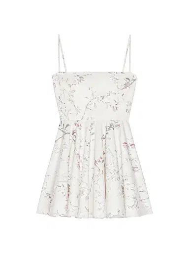 Givenchy Women's Sliced Mini Dress in Poplin with Floral Print - White - Size 12 | Thumbnail 1
