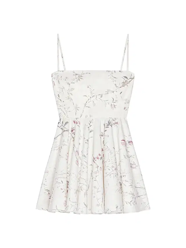Women's Sliced Mini Dress in Poplin with Floral Print - White