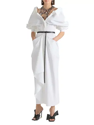 Givenchy Women's Slashed Long Shirt Dress in Poplin - White - Size 6 | Thumbnail 2 Givenchy Women's Slashed Long Shirt Dress in Poplin - White - Size 6 | Thumbnail 2
