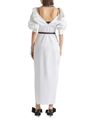 Givenchy Women's Slashed Long Shirt Dress in Poplin - White - Size 6 | Thumbnail 3 Givenchy Women's Slashed Long Shirt Dress in Poplin - White - Size 6 | Thumbnail 3