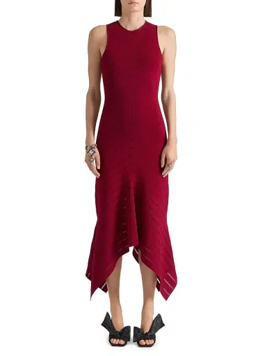 Givenchy Women's Long Dress in Herringbone Knit - Red Cherry - Size XS | Thumbnail 2