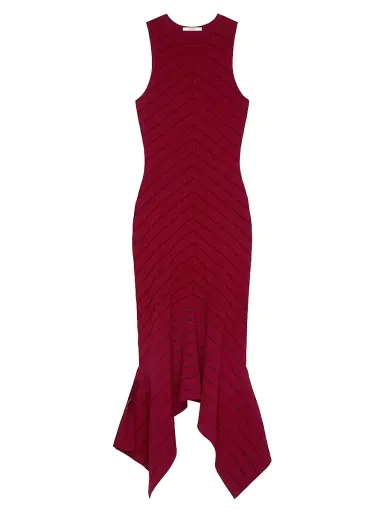 Givenchy Women's Long Dress in Herringbone Knit - Red Cherry - Size XS | Thumbnail 1